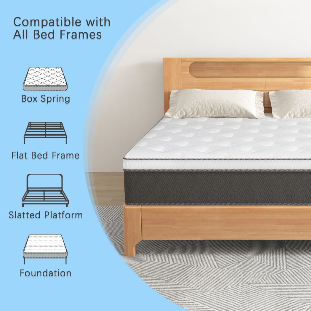 12" 14" Gel Memory Foam Hybrid Mattress Spring Twin Full Queen King In A Box