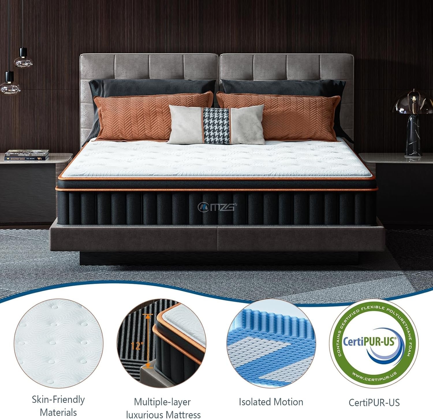 10''/12'' Queen & King Size,Hybrid Mattress, ,Gel-Infused Memory Foam In A Box