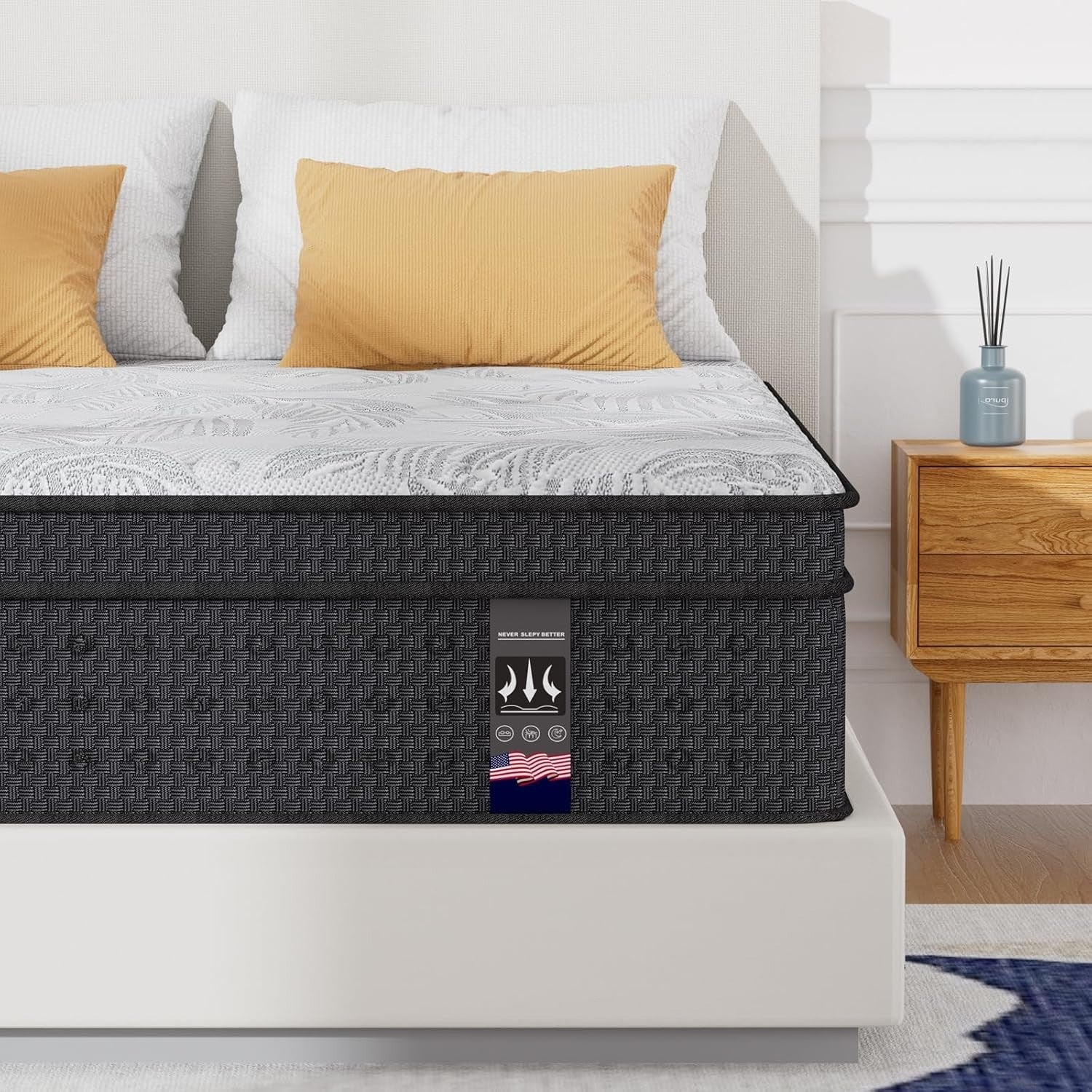 12" 14" Twin Full Queen King Gel Memory Foam Hybrid Mattress, Mattress In A Box